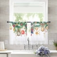 thumbnail image 2 of Christmas Sheer Curtains 54 Inches Length 2 Panels Set, Window Sheer Curtains for Living Room/Bedroom, Xmas Balls Botanical Pine Needle Light Filtering Rod Pocket Curtain 52'' x 54'' x 2, 2 of 7