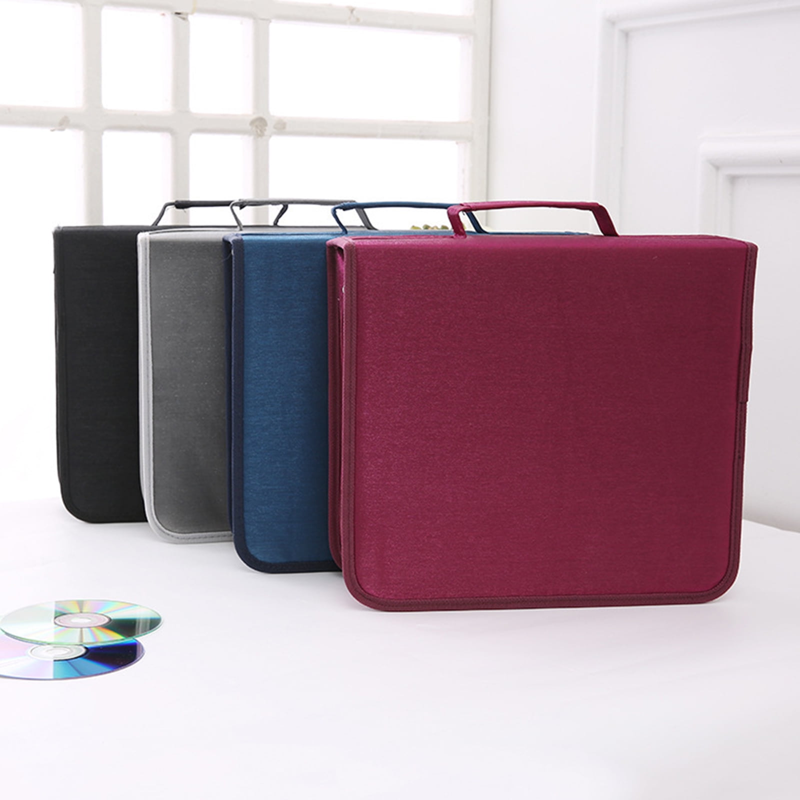 Disc Storage Box Carrying Case with Handle Stackable VCD Holder Organization for Disc Albums Books Holds 256/384 Discs