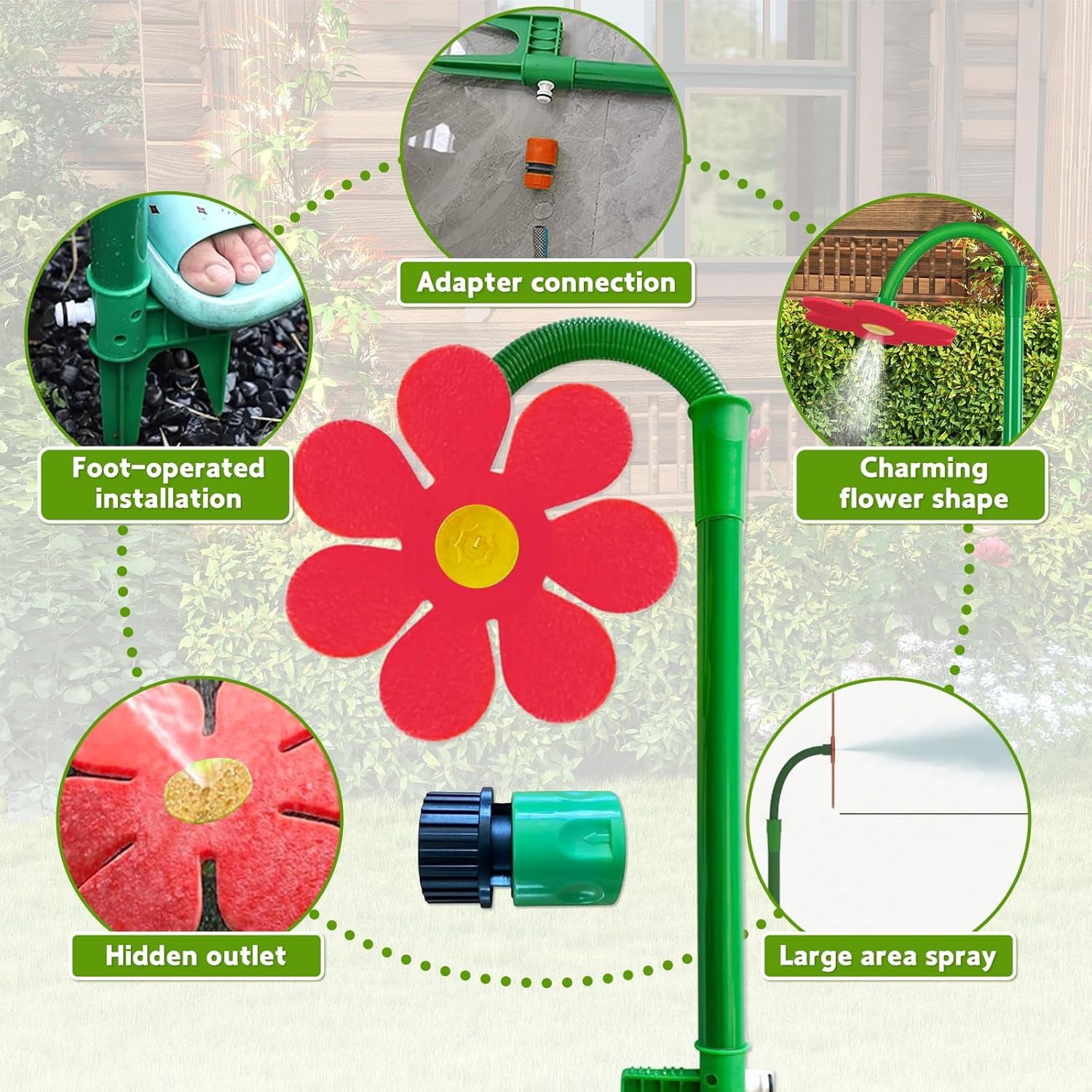 Funny 360° Rotating Sun Flower Sprinkler, Dancing Daisy Garden Water Sprayer For Yard Outdoor Kids Play