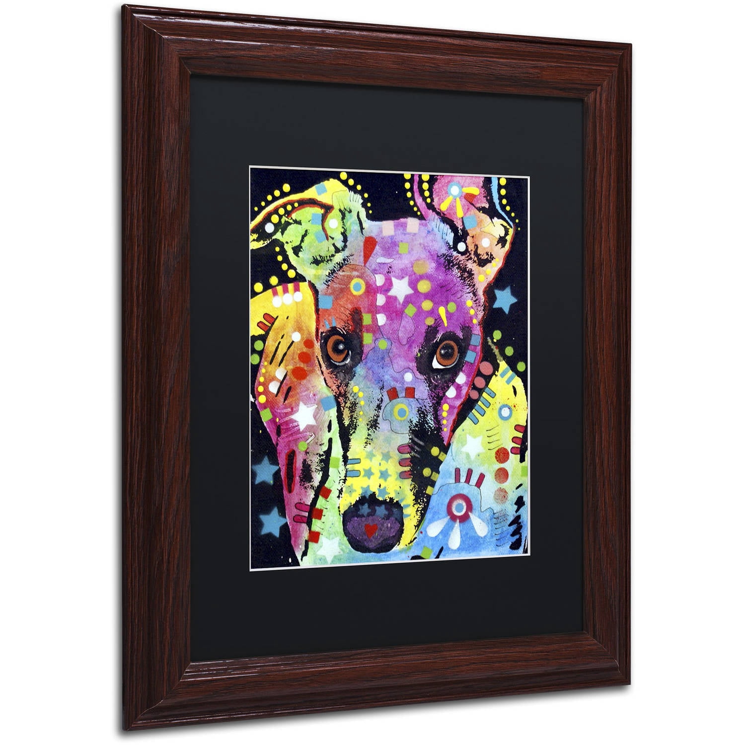 Trademark Fine Art 'Whippet' Canvas Art by Dean Russo, Black Matte, Wood Frame