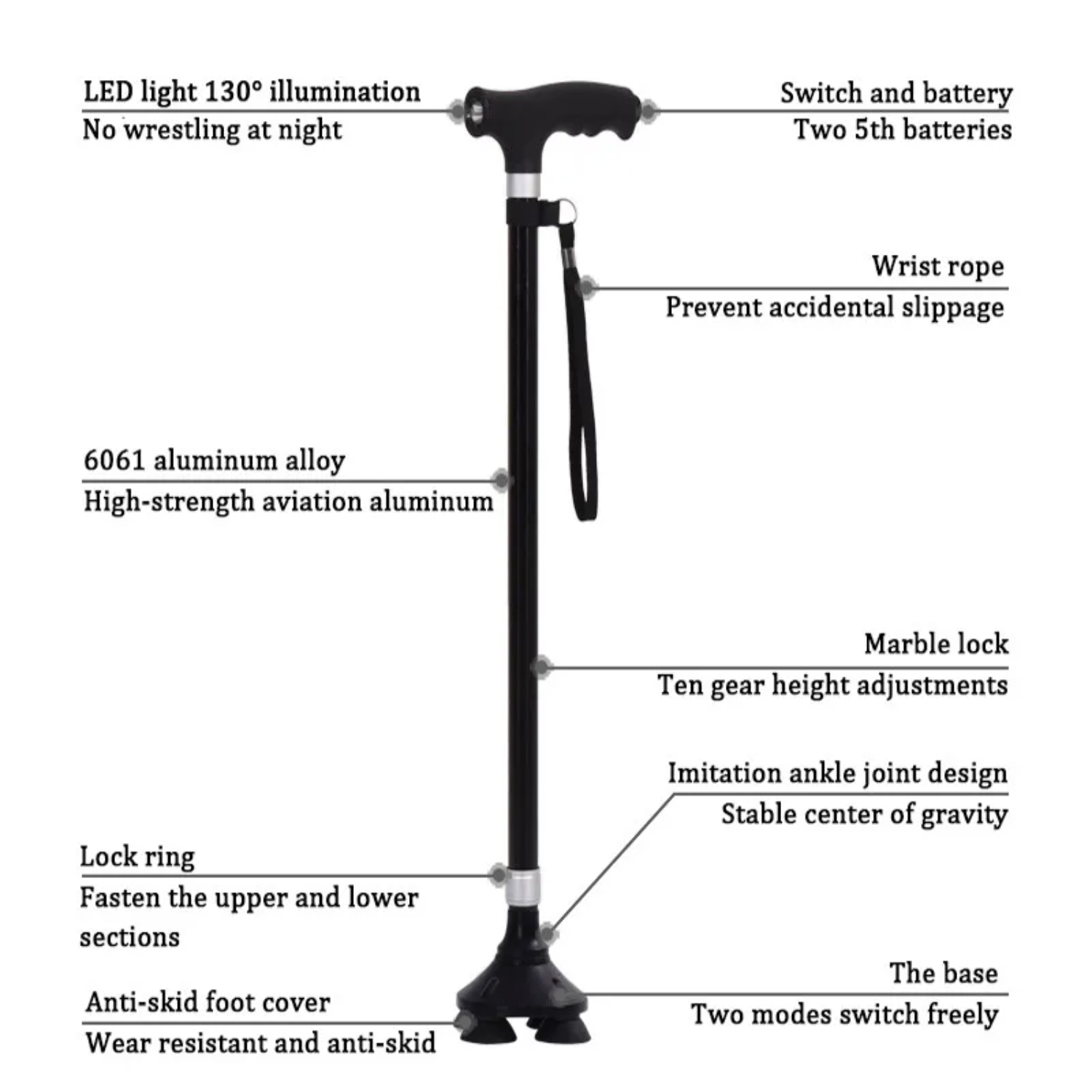 LOPNGLNG Telescopic Walking Stick The Elderly Mothers Fathers Limited ...