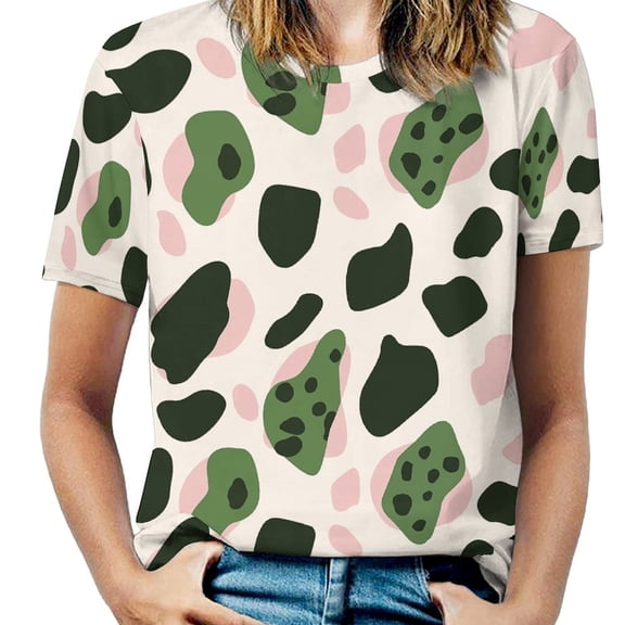 Leopard Print Pattern T Shirts Basic T-Shirt Short Sleeve Ladies Tee Shirt Summer Graphic Clothing