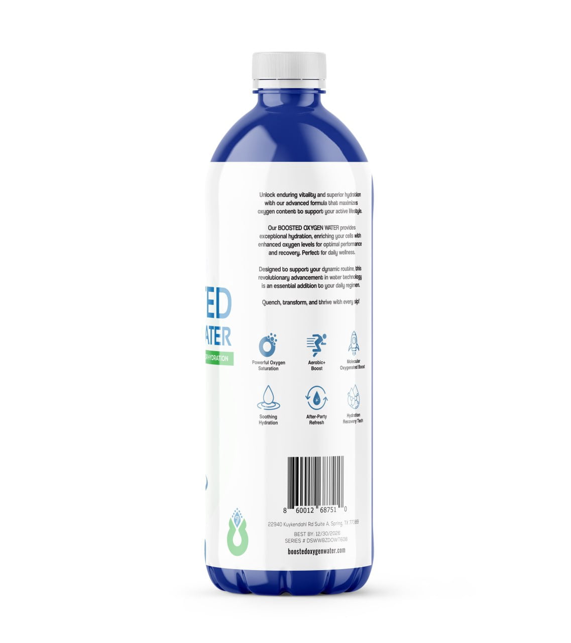Boosted Oxygen Water 12 Pack, 16.9 oz, Shelf-Stable
