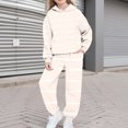 thumbnail image 2 of Piuwrlz Teen Fleece Sweatsuits 2pcs Hood Top and Pants Girls Boys Plush Hoodies and Sweatpants Beige Size 10-11Years, 2 of 6