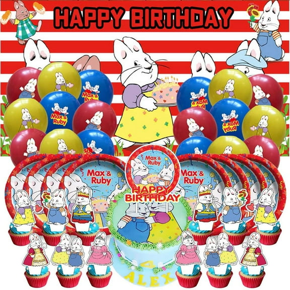 Max and Ruby Birthday Party Supplies Balloons Paper Plates Decoration Cake Topper Decor Tableware Banner Backdrop