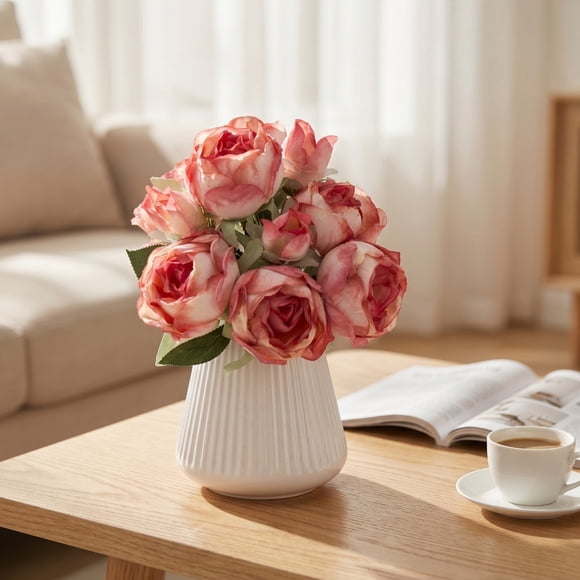EGNMCR Artificial Flowers Artificial Roses Adorned With Satin Fabric Available In A Variety Of Colors Are Ideal As Home Or Wedding Decorations As Well As Mom’s Day Gifts. Polyester artificial roses