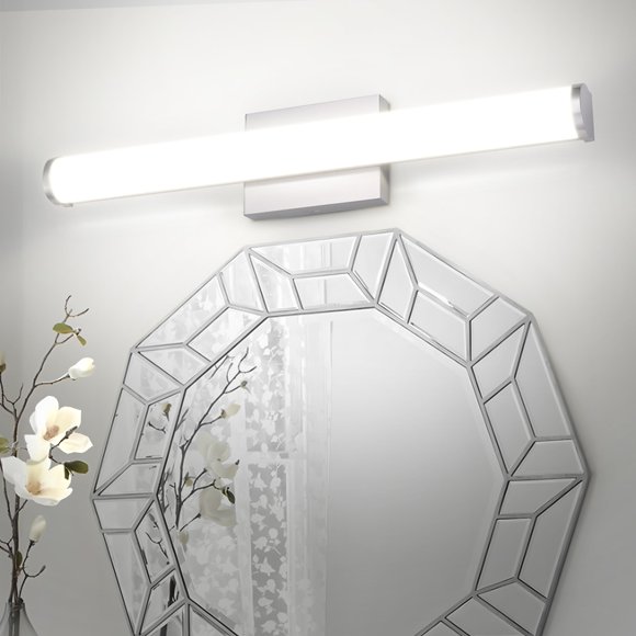 ASD DEL 24 Pouces Luminaire Mural pour Meuble-Lavabo / 25W 1750LM 3000K-5000K 120V / 3CCT, à Intensité Réglable, Energy Star, Homologué ETL / Barre Lumineuse Linéaire pour Salle de Bain, Applique de Bain à Tube Long / Nickel