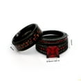 thumbnail image 2 of Matching Ring Couple Rings Black Gold Plated 1.5CT Red CZ Women Wedding Ring Sets Female Ring, 2 of 7