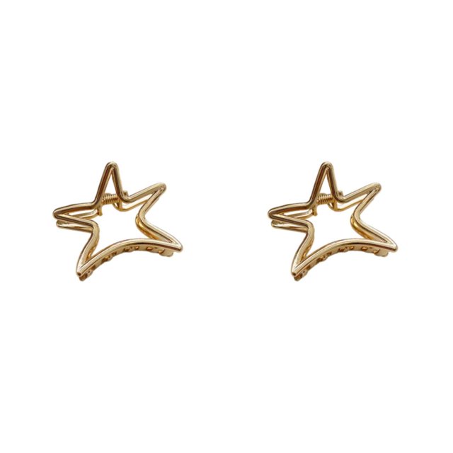 Minnieouse Horquillas para mujer, pinzas de Metal con estrella de cinco puntas, pinzas para el pelo, tocados para niñas, moda hueca Simple para Oro 2piezas