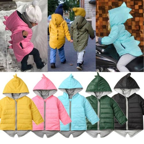 Kids Baby Boys Girls Dinosaur Hooded Coat Jacket Winter Toddler Thick  Outwear 1-7 Years - Walmart.com