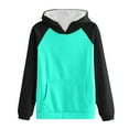 thumbnail image 4 of UAMVSH Womens Oversized Hoodies Fall Trendy Color Block Hooded Sweatshirts Casual Long Sleeve Pullover Top Fall Fashion Clothes(X-Large,Mint Green), 4 of 4