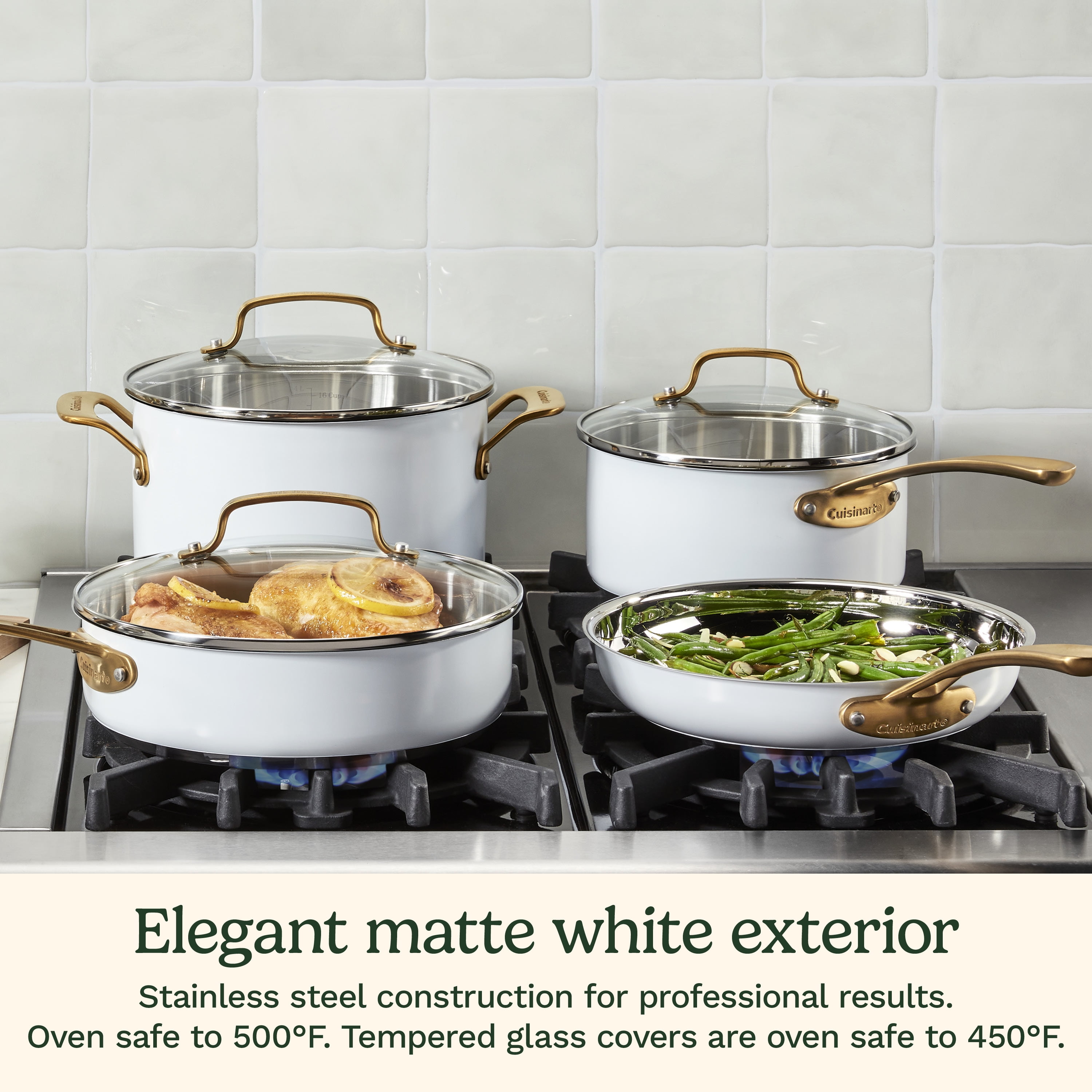 Cuisinart Chef’s Classic 10-Piece Stainless Steel Cookware Set, Matte White