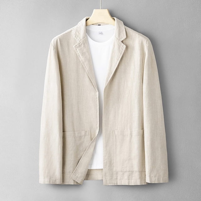 LOVZFMLL Vestes pour Hommes Homme Mode Décontracté Confortable Uni Manches Longues Col Rabattu Manteau Décontracté Blazer