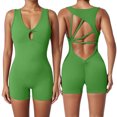 thumbnail image 2 of DHFJKG Workout Romper For Women Backless Sleeveless V Neck Sexy Yoga One Piece Short Jumpsuit Summer Gym Athletic Outfit Stylish Onesie, 2 of 7