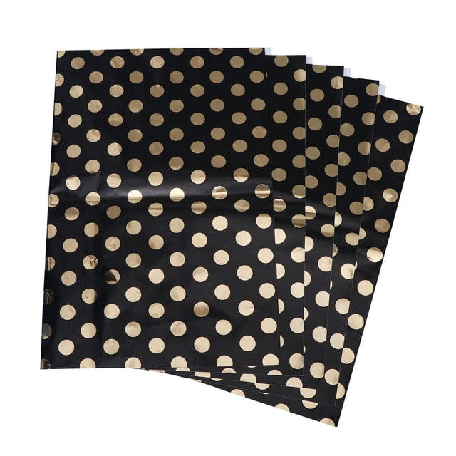 OULII 5Pcs Black Dots Wrapping Paper Smooth for Luxury Wrapping and Handmade Crafts