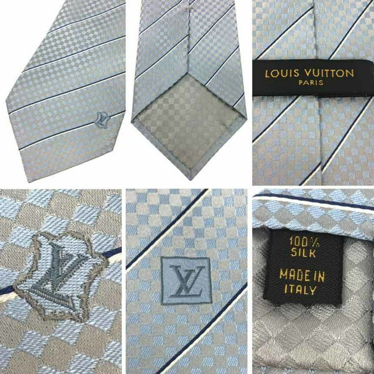 Authentic Louis Vuitton Monogram Cravat Necktie Tie Silk Blue LV