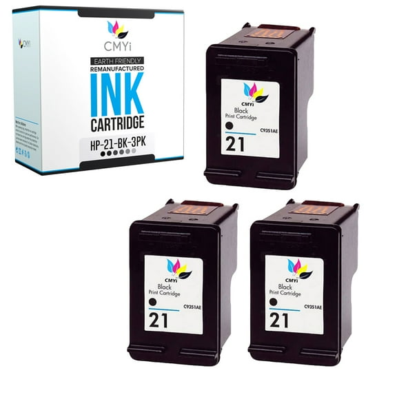 CMYi 21 Ink Cartridges Replacement Compatible for HP Deskjet Printer, Black, 3 Count