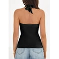 thumbnail image 5 of PRETTYGARDEN Womens Halter Top Spring Tie Wrap Sleeveless Ruched V Neck Fitted Summer Tops Backless Fashion Y2k Clothes, 5 of 10