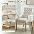 thumbnail image 4 of Fabric Upholstered Dining Chair with Arms, Tufted High Back Accent Coffee Armchair for Kitchen Dining Room Living Room, Beige, 4 of 9