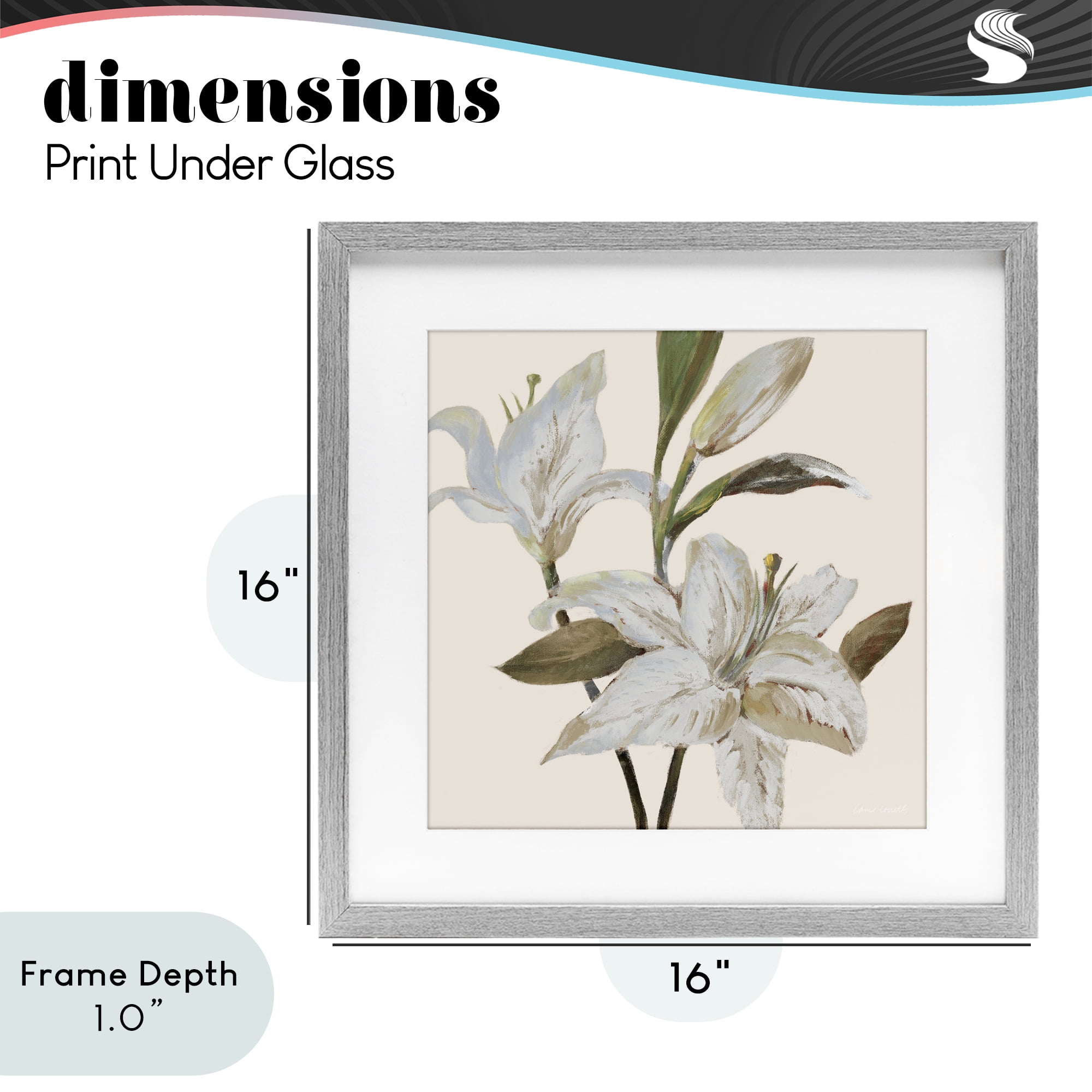 Stupell Industries Lilies Soft Beige Gray Framed Print Under Glass, design by Lanie Loreth