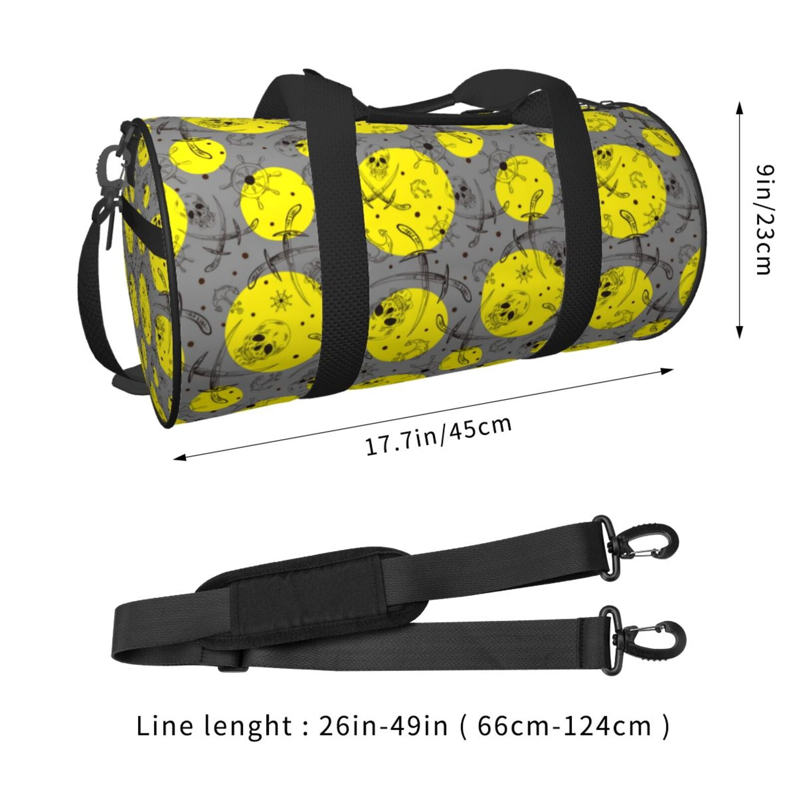 Vsdgher Pirate Skulls 45L Foldable Duffel Bag, Sports Gym Bag,Overnight Bag, Portable Weekender Bag for Airplanes