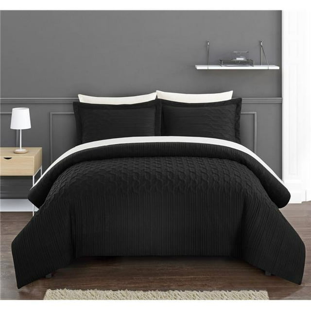 Chic Home BCS12845-US 3 Piece Jazzmyn Comforter Set - Black, Queen Size
