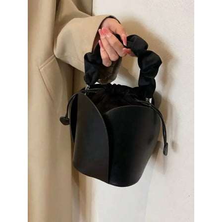 PU Leather Drawstring Bucket Bag