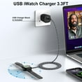 thumbnail image 6 of USB Watch Charger,Wireless Magnetic iWatch Fast Charging Pad Replacement USB Watch Plug Dock Stand w/ 3FT USB Charger Cable Cord & USB Charger Block Adapter Compatible for iWatch Charger,FCC Approved, 6 of 8