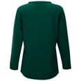 thumbnail image 4 of MHFRRA Camiseta de Manga Larga con Cuello En V para Mujer, Blusa Informal de Vacaciones con Botones, Blusa Básica de Color Puro para Primavera y Otoño Verde Oscuro, 4 of 5