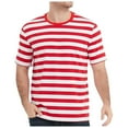 thumbnail image 3 of T Shirts for Man Short Sleeve Summer Fall Striped Color Block Tops 2025 Casual Crew Neck Slim Stretchy Comfortable Classic Mens T-Shirts Red XL, 3 of 5