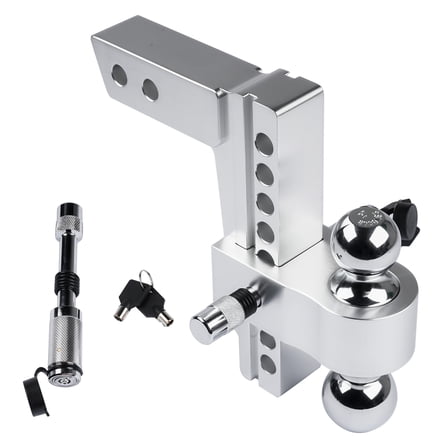 GELUOXI Aluminum Adjustable Trailer Hitch Fits 2" Receiver 8" Drop/Rise 12500 LBS 2" & 2-5/16" Dual Ball