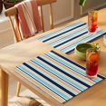 thumbnail image 4 of Khaki Striped Placemats Set of 8 Navy Blue Farmhouse Stripes Modern Abstract Art Place Mats Indoor Wipeable Table Mats Washable Dining Table Placemats for Kitchen Holiday Party Home Decor 13x19 Inch, 4 of 9