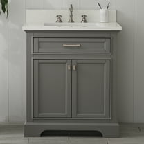 Milano 30 in. W x 22 in. D x 34 in. H Bath Vanity in Gray with White Quartz Top
