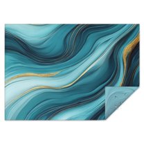 Blue and Gold Marble Shimmer Waves Pattern Rectangle Tablecloth 60"x84",Waterproof Polyester Rectangle Table Cloth, Wipeable Spillproof Polyester Tablecloth for Dining, Camping, Indoor and Outdoor