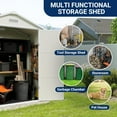 thumbnail image 5 of Techmilly Outdoor Storage Shed 6x4.5 FT, Resin Outside Sheds & Outdoor Storage Plastic for Trash Can, Bike, Lawnmower, Generator, Tool Shed with Lockable Door for Backyard, Lawn, Patio, Sandstone, 5 of 7
