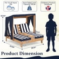 thumbnail image 2 of UBesGoo Toddler 2-Seater Patio Daybed with Canopy, Kids Wooden Outdoor Lounge with Cushion & Side Table, Teak Tone Cedar Frame, 2 of 17