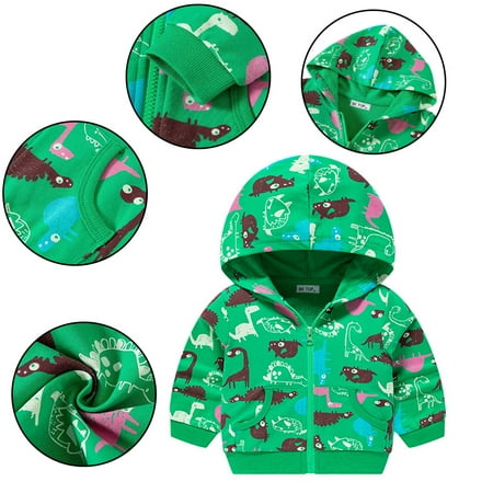 

Esaierr Kids Boys Dinosaur Sweatshirt Coat for Baby Toddler Cotton Hooded Jacket Zip Autumn Winter Casual Sweatshirt for 1-10Y