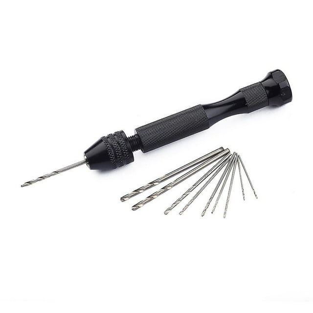Mini Perceuse à Main en Aluminium Perceuse en Acier Allié Outil Rotatif Perceuse à Bois 10 Pcs