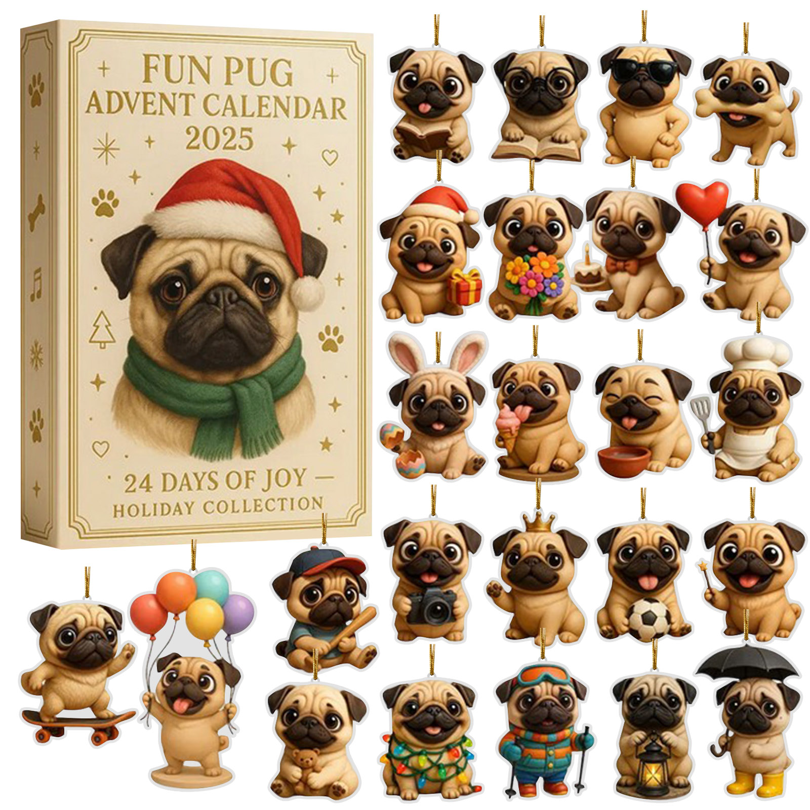 2D Flat Acrylic Mystery Box 24pcs Pendant With Airplane Box Funny Christmas Countdown Calendar,Christmas Party Gift