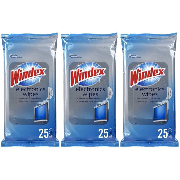 Windex Electronics Screen Wipes for Computers, Phones, Televisions and 25 count Pack of 3 (75 Total Wipes) -