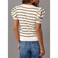 thumbnail image 2 of Women's Short Puff Sleeve Knit Tops 2024 Trendy Crewneck Striped T Shirts Casual Summer Blouses, 2 of 4