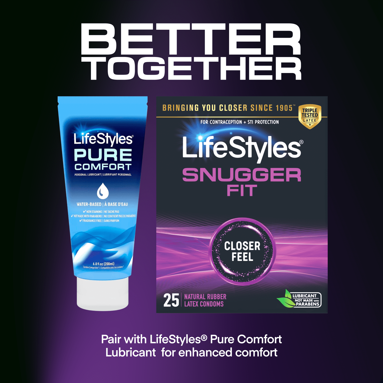 LifeStyles Snugger Fit Lubricated Natural Latex Condoms, 25 Count