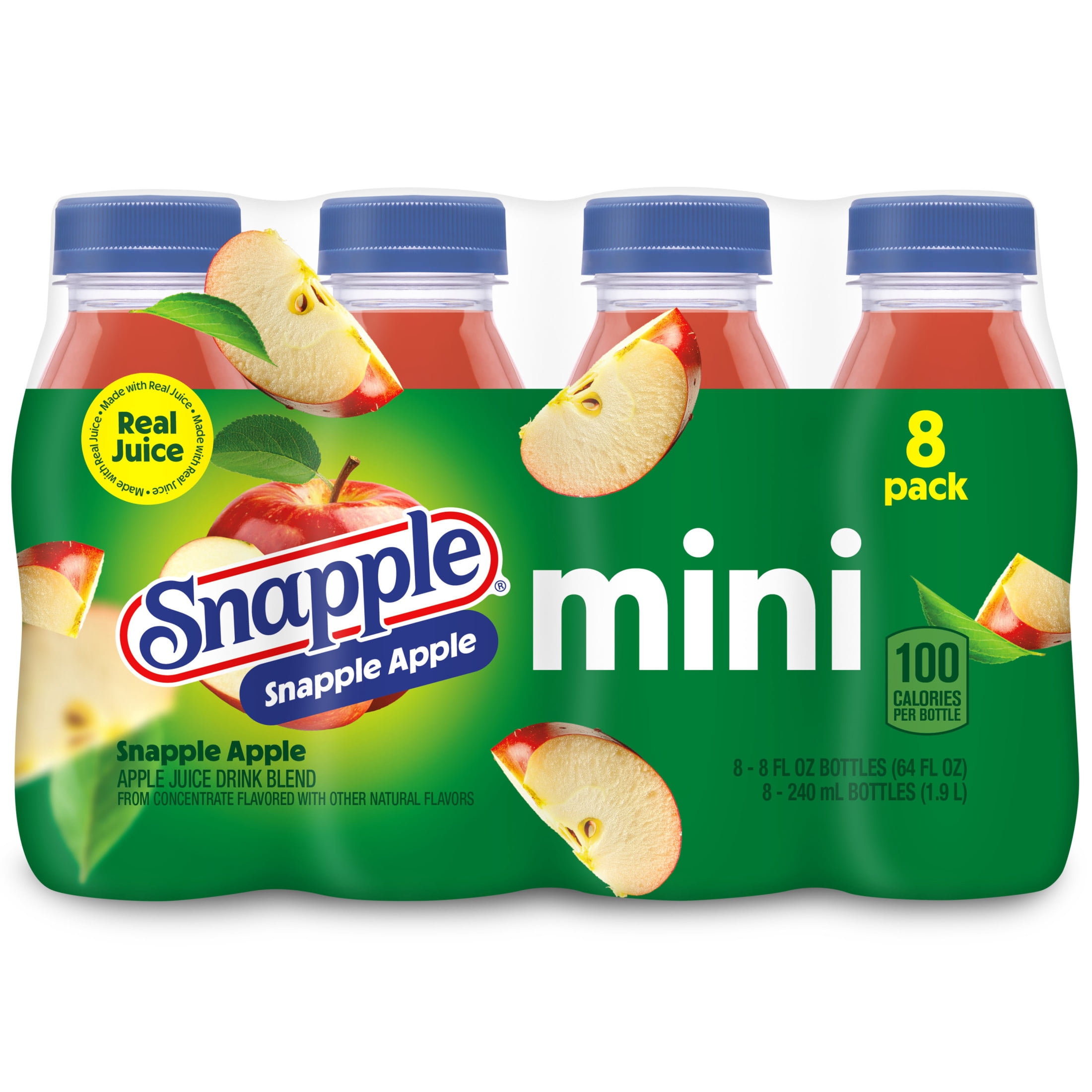 (3 pack) Snapple Apple Juice Drink, 8 fl oz, 8 Mini Bottles