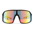 thumbnail image 2 of MTB Style Oversized Large Sport Shield Sport Plastic Sunglasses Black - Orange Mirror, 2 of 4