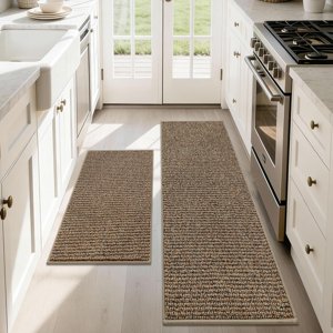 Kitchen Rugs And Mats 2non-slip 17 x30 +17 x48 Taupe