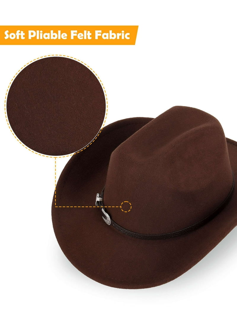 Women 09-Brown Polyester Premium Quality Classic Roll Up Fedora Hat (Size:S-M) Deago Western Cowboy Hat for Men Women Classic Roll Up  main image 3