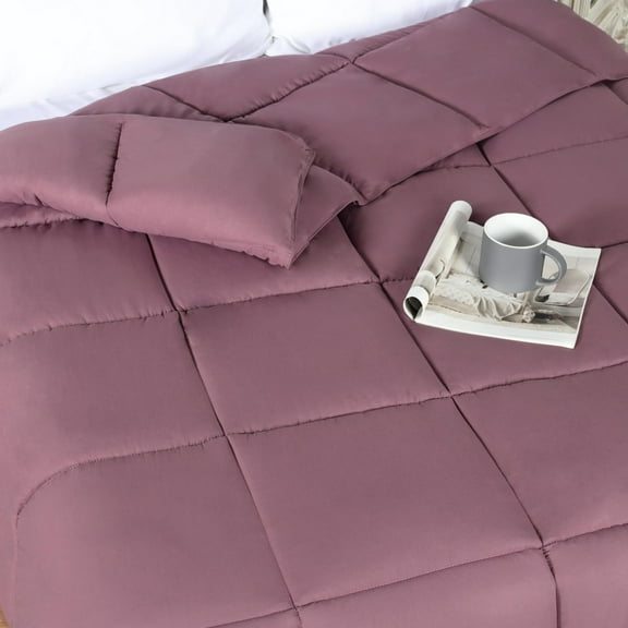 Superior Solid Comforter Down Alternative Bedding, Twin/Twin XL, Mauve