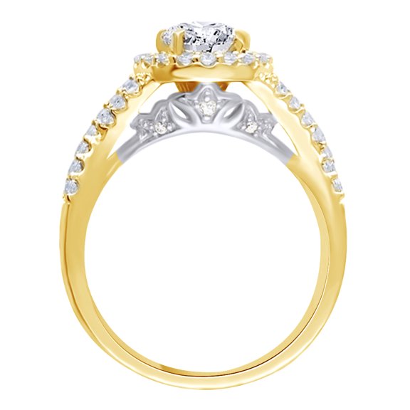 AFFY Round Cut White Natural Diamond Semi Mount Engagement Ring In 14K Solid Yellow Gold (0.5 Ct)