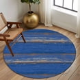 thumbnail image 2 of Round Rugs 5Ft, Blue Wooden Grain Round Area Rug Washable Indoor Throw Carpet, Farmhouse Mottled Planks Country Soft Non Slip Circle Rug for Cabinet Bathroom Home Decor Aesthetic, 2 of 8