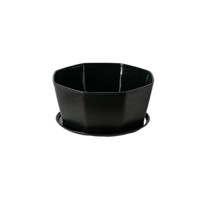 Simple Flower Pot Set Planter Succulent Plants Large Opening Bottom Tray Indoor Flowerpot Household Durable Holder Black